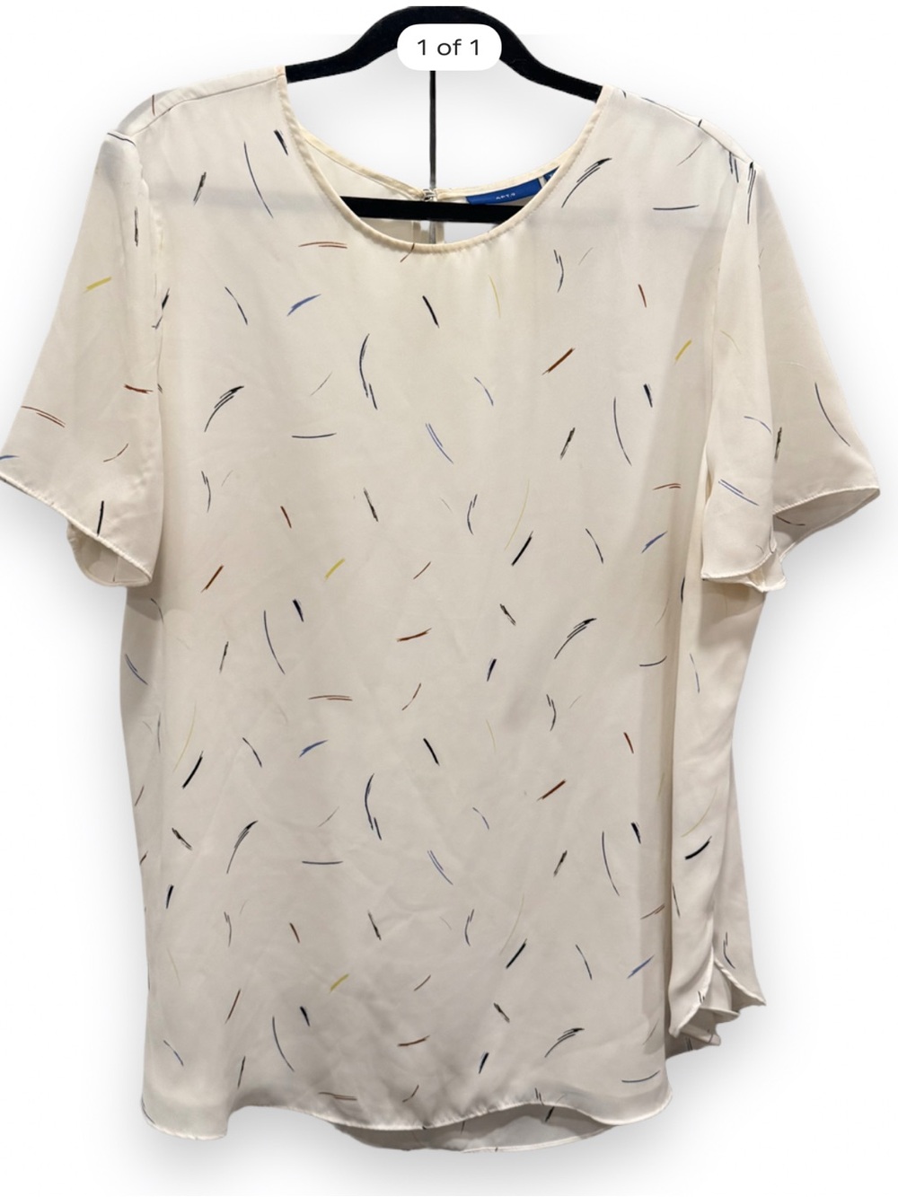 Apt. 9 Cream Short-Sleeve Blouse with Multicolor Accent Strokes